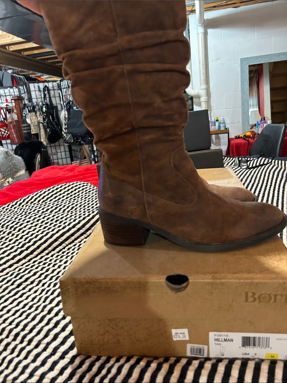 Born Tan Suede Mid-Calf Slouch Boots - Picture 6 of 8